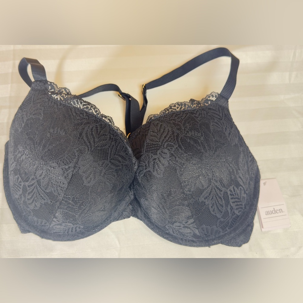 Auden Black Floral Lace Bra